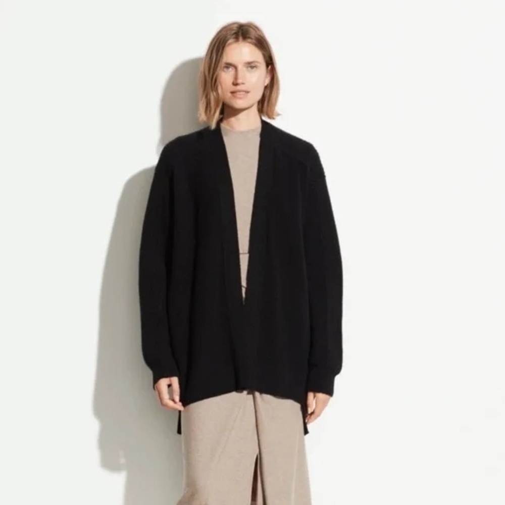 VINCE Black Wool Cardigan Sweater  S